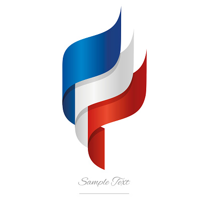 France abstract 3D wavy flag blue white red modern French ribbon torch flame strip logo icon vector