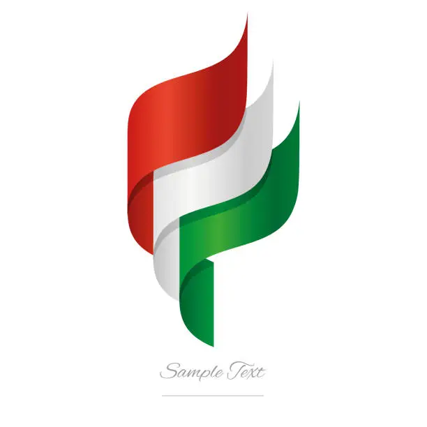 Vector illustration of Hungary abstract 3D wavy flag red white green modern Hungarian ribbon torch flame strip logo icon vector