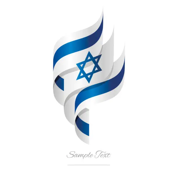 Vector illustration of Israel abstract 3D wavy flag white blue modern Istraeli ribbon torch flame strip logo icon vector