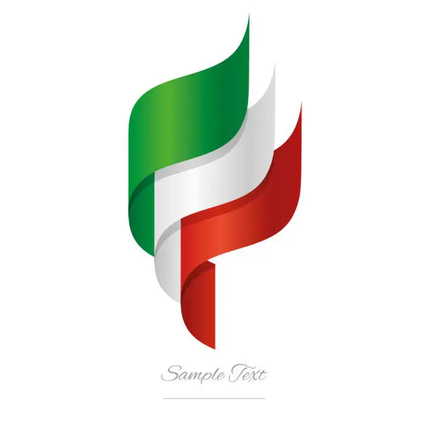 Vector illustration of Italy abstract 3D wavy flag green white red modern Italian ribbon torch flame strip logo icon vector