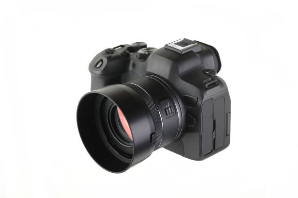 istock Modern digital mirrorless camera with Lens on a white background. 2066672934