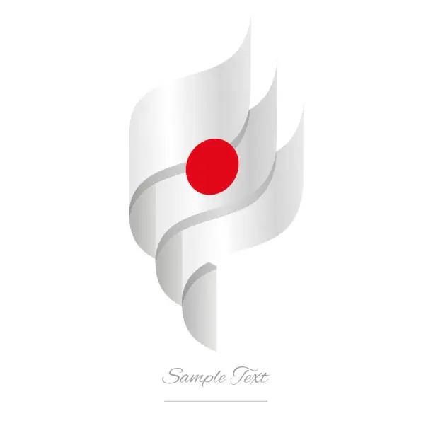 Vector illustration of Japan abstract 3D wavy flag white red modern Japanese ribbon torch flame strip logo icon vector