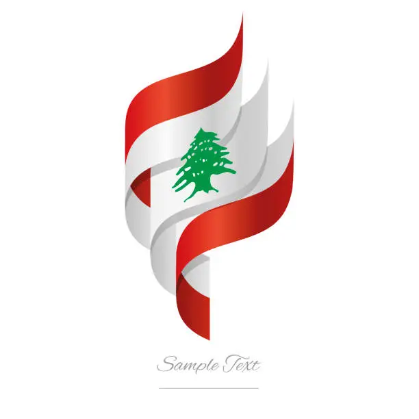 Vector illustration of Lebanon abstract 3D wavy flag red white green modern Lebanese ribbon torch flame strip logo icon vector