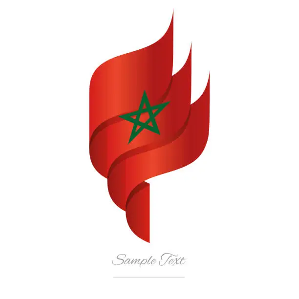 Vector illustration of Morocco abstract 3D wavy flag red green modern Moroccan ribbon torch flame strip logo icon vector