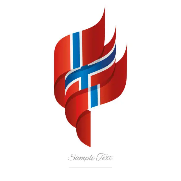 Vector illustration of Norway abstract 3D wavy flag red white blue modern Norwegian ribbon torch flame strip logo icon vector