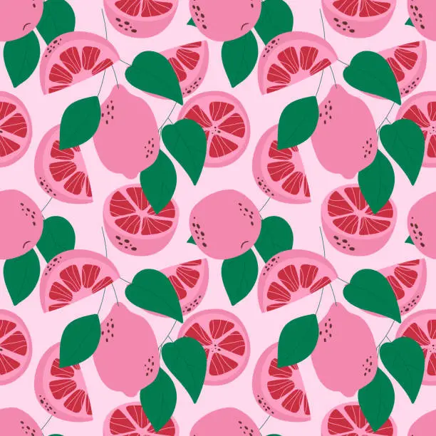 Vector illustration of Fruits seamless pattern on pink background