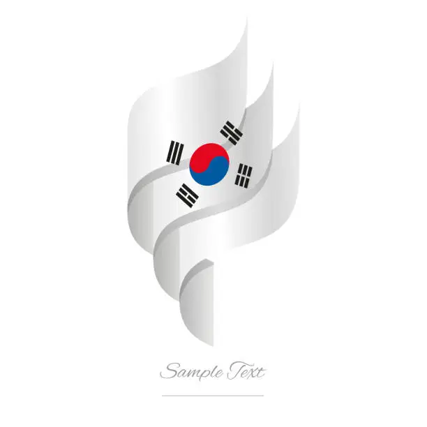Vector illustration of South Korea abstract 3D wavy flag white red modern South Korean ribbon torch flame strip logo icon vector