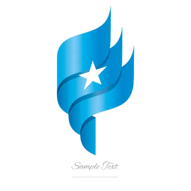 Vector illustration of Somalia abstract 3D wavy flag blue white modern Somali ribbon torch flame strip logo icon vector