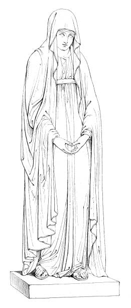 illustrations, cliparts, dessins animés et icônes de piété, statue d’antonio canova - 18ème siècle - devotee
