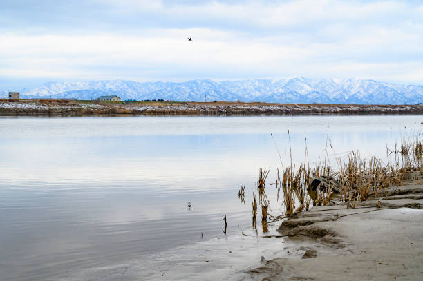 istock Agano River and Gozu mountain range in winter 2066760001