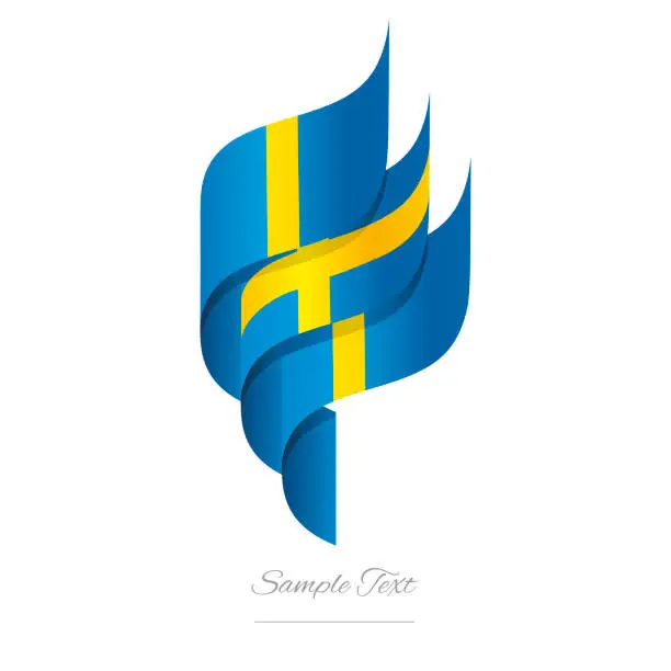 Vector illustration of Sweden abstract 3D wavy flag blue yellow modern Swedish ribbon torch flame strip logo icon vector