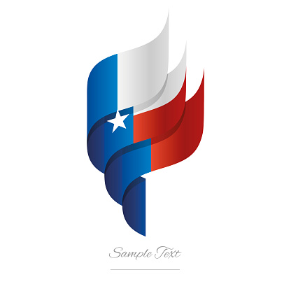 Texas abstract 3D wavy flag blue white red modern American ribbon torch flame strip logo icon vector