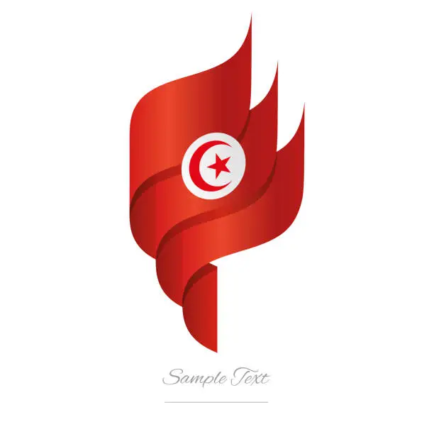 Vector illustration of Tunisia abstract 3D wavy flag red white modern Tunisian ribbon torch flame strip logo icon vector