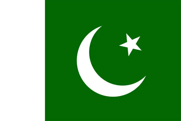 Vector illustration of Flat National Flag of Pakistan. Vector Illustration.