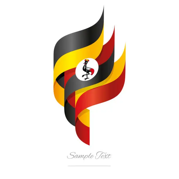 Vector illustration of Uganda abstract 3D wavy flag black yellow red modern Ugandan ribbon torch flame strip logo icon vector
