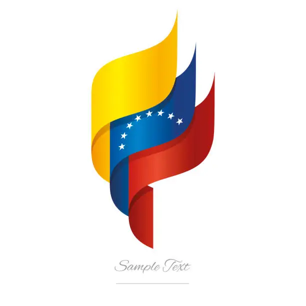Vector illustration of Venezuela abstract 3D wavy flag yellow blue red modern Venezuelan ribbon torch flame strip logo icon vector