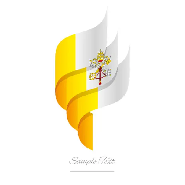 Vector illustration of Vatican abstract 3D wavy flag yellow white modern Holy See ribbon torch flame strip logo icon vector