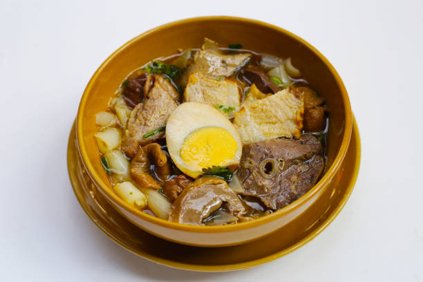 istock Rolled rice noodle, Pork soup with egg 2066840225