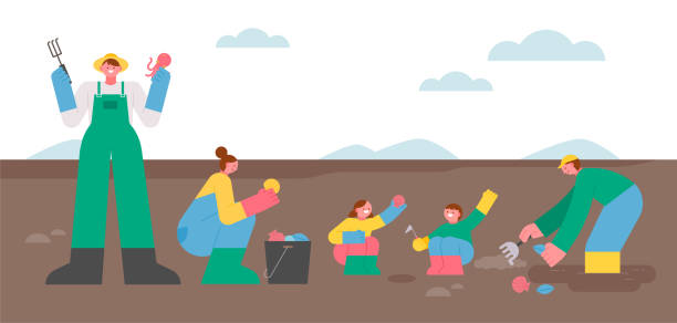 mudflats - lifestyles child beach digging stock illustrations