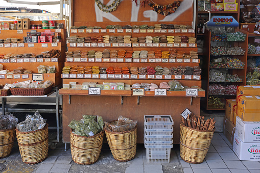 Athens, Greece - May 05, 2015: Herbs and Spices Shop at Central Market in Capital City.