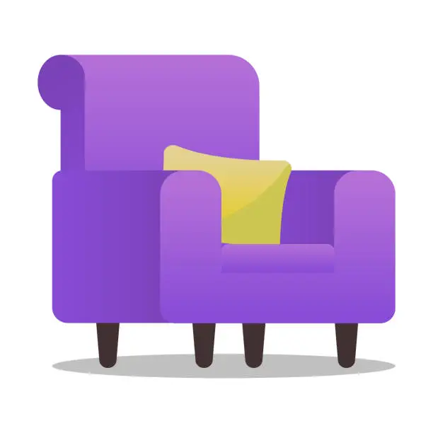 Vector illustration of Vector stylish purple armchair on white background