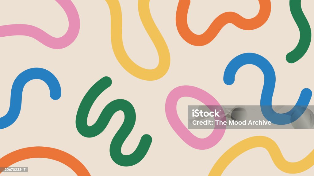 Fun Abstract Background With Multi Colored Squiggly Lines Doodle Design ...