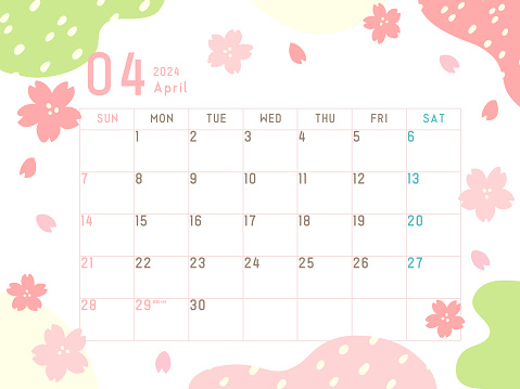This is the calendar for April 2024.
It has a stylish and modern design.
It is a national holiday in Japan.