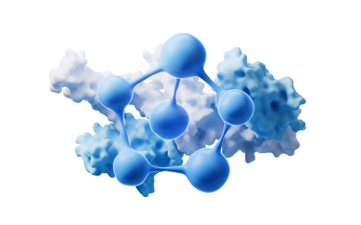 Biological protein and molecule, 3d rendering. 3D illustration.