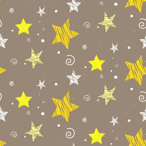 Vector illustration of The stars are yellow white on a brown background.