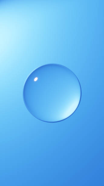 istock 3D Illustration.Round water drops on blue background. Background material. (Vertical) 2067111499