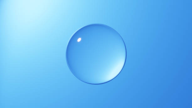 istock 3D Illustration.Round water drops on blue background. Background material. (horizontal) 2067112025
