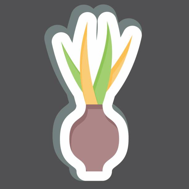 illustrations, cliparts, dessins animés et icônes de autocollant oignon. lié au symbole des épices. conception simple modifiable. illustration simple - fennel ingredient vegetable isolated on white
