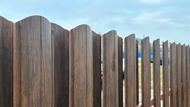 istock Modern Metal Sheet Privacy Fence Panel Exterior 2067119837