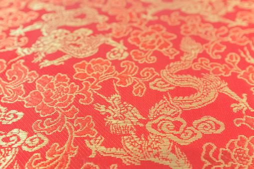Chinese ancient traditional embroidery pattern background, auspicious clouds, Chinese dragon