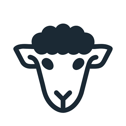 Vector drawn sheep head icon. Isolation on a white background.