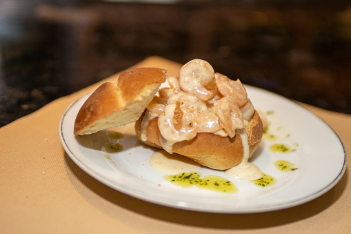 Shrimp Bisque in a bread bowl for one