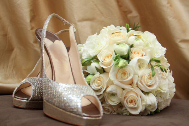 istock Rhinestone heels and bouquet 2067206668