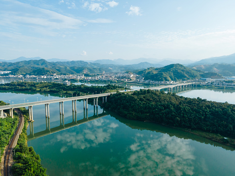 Yangshuo, China at the Dragon Bridge spanning the Li River.