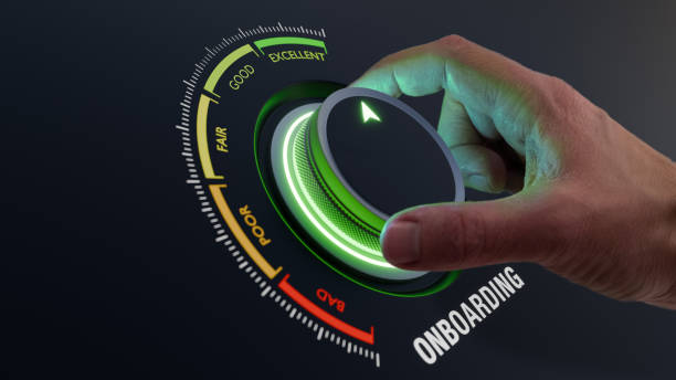 istock Onboarding process excellence with HR expertise, fostering teamwork, mentorship, and success. Optimize employee skills for workforce efficiency and career path development. Manager turning knob. 2067241934