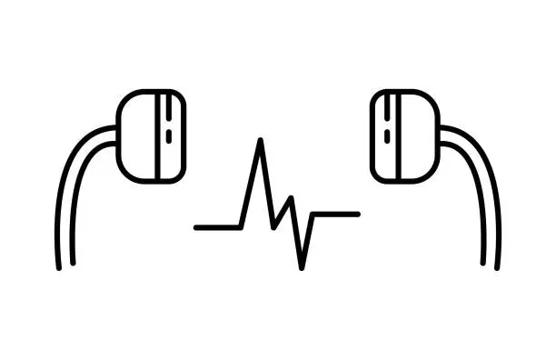 Vector illustration of earphone icon, vector best line icon.