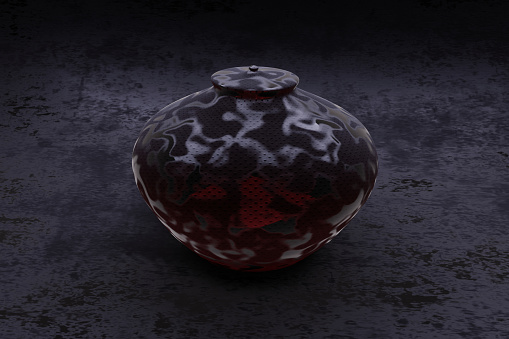 3D Rendered Cainese Magical pot over dark background