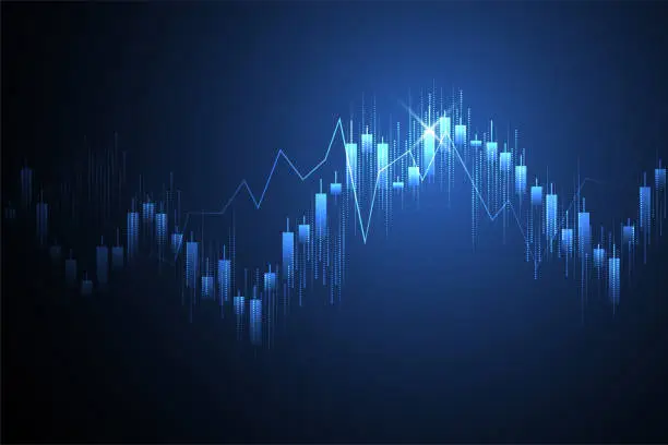 Vector illustration of Business candle stick graph chart of stock market investment trading on white background design. Bullish point, Trend of graph. Vector illustration