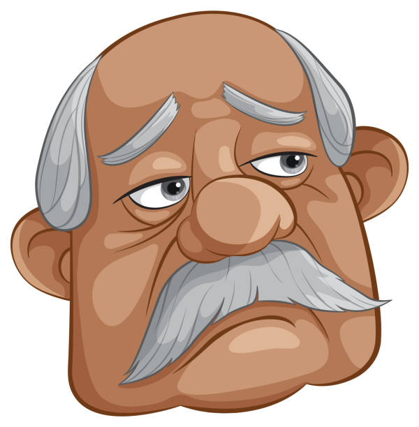ilustraciones, imágenes clip art, dibujos animados e iconos de stock de ilustración vectorial de un anciano pensativo - men old human eye beard