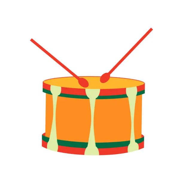 Vector illustration of Vector drum toy on white background