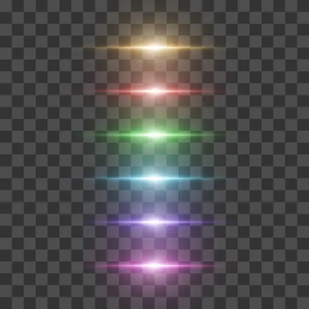 Vector illustration of Vector glowing light effects, star burst with sparkles on transparent