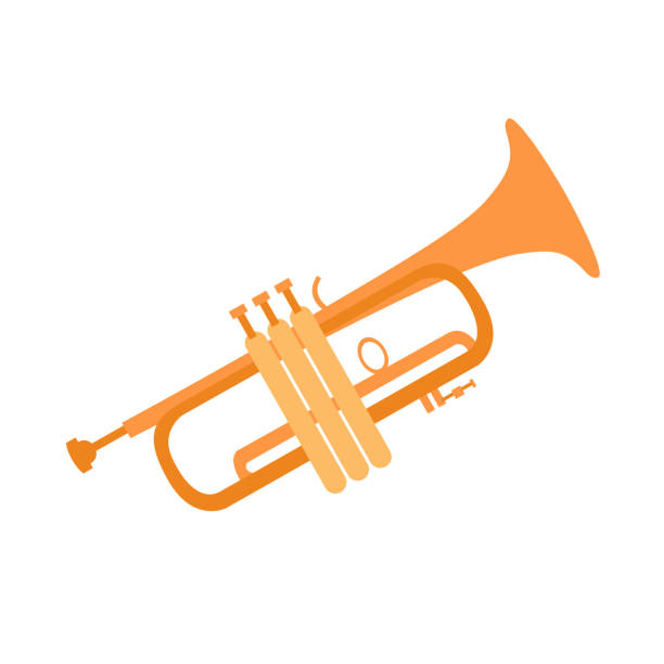 vektor goldene trompete ikone karikatur der goldenen trompete vektor ikone für webdesign isoliert auf weißem hintergrund - trumpet bugle cornet cartoon stock-grafiken, -clipart, -cartoons und -symbole