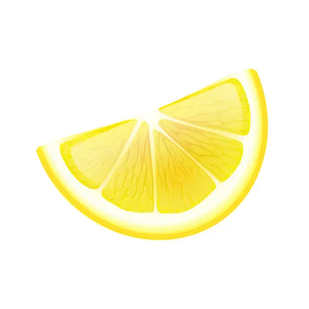 Vector illustration of Vector realistic fruits composition with images of sliced lemon fruit on blank background