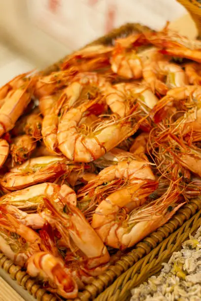 Dried shrimps on the market