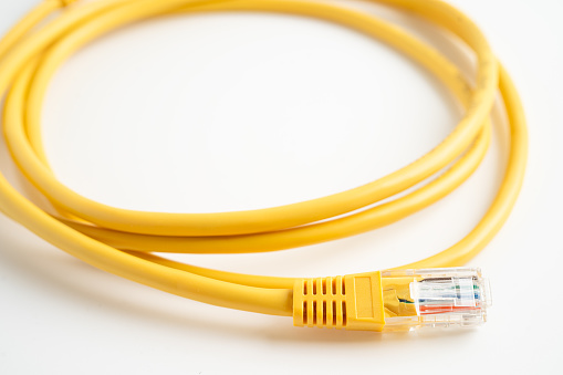 Ethernet cable for connect to wireless router link to internet service provider internet network.