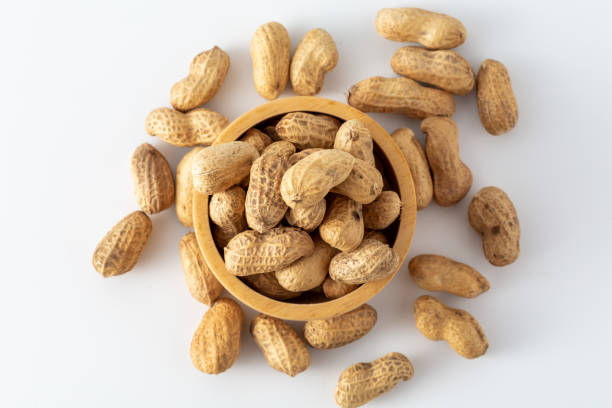 peanuts on white background stock photo